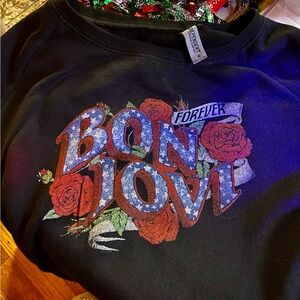 Bon Jovi Forever Sweatshirt Long Sleeve Pullover Rose Graphic Unisex
